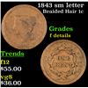 1843 sm letter Braided Hair Large Cent 1c Grades f details