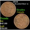 1844 Braided Hair Large Cent 1c Grades f details