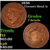 1836 Coronet Head Large Cent 1c Grades f details
