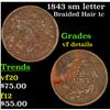 1843 sm letter Braided Hair Large Cent 1c Grades vf details