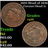 1835 Head of 1836 Coronet Head Large Cent 1c Grades vg+