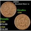 1854 Braided Hair Large Cent 1c Grades vf++