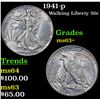 Image 1 : 1941-p Walking Liberty Half Dollar 50c Grades Select+ Unc
