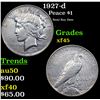 1927-d Peace Dollar $1 Grades xf+