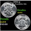 Image 1 : 1951-p Franklin Half Dollar 50c Grades Choice Unc