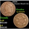 1834 Classic Head half cent 1/2c Grades vg details