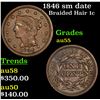 1846 sm date Braided Hair Large Cent 1c Grades Choice AU