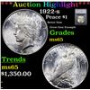 ***Auction Highlight*** 1922-s Peace Dollar $1 Graded ms65 By SEGS (fc)