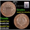 Image 1 : 1871 Two Cent Piece 2c Graded ms63 bn details By SEGS