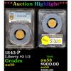 ***Auction Highlight*** PCGS 1843-P Gold Liberty Quarter Eagle $2 1/2 Graded au50 By PCGS (fc)