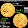 ***Auction Highlight*** 1914-p Gold Indian Quarter Eagle $2 1/2 Graded ms63 By SEGS (fc)