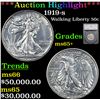 ***Auction Highlight*** 1919-s Walking Liberty Half Dollar 50c Graded ms65+ By SEGS (fc)