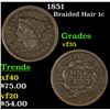 1851 Braided Hair Large Cent 1c Grades vf++