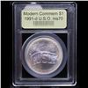 Image 2 : 1991-d USO Modern Commem Dollar $1 Graded ms70, Perfection By USCG