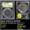 Image 1 : 1991-1995-p WWII Modern Commem Half Dollar 50c Graded ms70, Perfection By USCG
