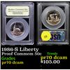 Image 1 : Proof 1986-S Liberty Modern Commem Half Dollar 50c Graded GEM++ Proof Deep Cameo By USCG
