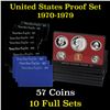 Group of 10 United States Proof Sets 1970-1979 57 coins