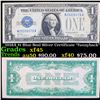 1928A $1 Blue Seal Silver Certificate "funnyback" Grades xf+