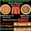Image 1 : Mixed small cents 1c orig shotgun roll, 1915-d Wheat Cent, 1890 Indian Cent other end, McDonalds Wra
