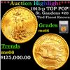 ***Auction Highlight*** 1915-p Gold St. Gaudens Double Eagle TOP POP! $20 Graded ms66 By SEGS (fc)