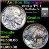 ***Auction Highlight*** 1913-s TY I Buffalo Nickel 5c Graded ms66+ By SEGS