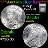 ***Auction Highlight*** 1935-p Peace Dollar $1 Graded ms65 By SEGS