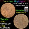 ***Auction Highlight*** 1798 2nd Hair Draped Bust Large Cent 1c Graded xf40 details By SEGS