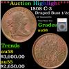 Image 1 : ***Auction Highlight*** 1808 Draped Bust Half Cent C-3 1/2c Graded au58 By SEGS
