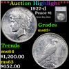 ***Auction Highlight*** 1927-d Peace Dollar $1 Graded ms63+ By SEGS