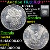 ***Auction Highlight*** 1884-s Morgan Dollar $1 Graded ms64 By SEGS