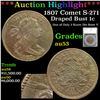 ***Auction Highlight*** 1807 Comet Draped Bust Large Cent S-271 1c Graded au53 By SEGS