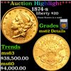 ***Auction Highlight*** 1874-s Gold Liberty Double Eagle NEar TOP POP! $20 Graded ms62 By SEGS