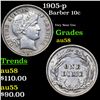 Image 1 : 1905-p Barber Dime 10c Grades Choice AU/BU Slider