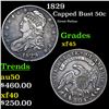 1829 Capped Bust Half Dollar 50c Grades xf+