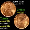 Image 1 : 1909 VDB Lincoln Cent 1c Grades Choice Unc RD