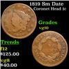 Image 1 : 1819 Sm Date Coronet Head Large Cent 1c Grades vg+