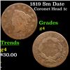 Image 1 : 1819 Sm Date Coronet Head Large Cent 1c Grades g, good