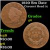 Image 1 : 1820 Sm Date Coronet Head Large Cent 1c Grades g+