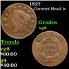 Image 1 : 1827 Coronet Head Large Cent 1c Grades vg, very good