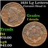 1831 Lg Letters Coronet Head Large Cent 1c Grades f details