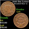1843 Sm Letter Braided Hair Large Cent 1c Grades vg+