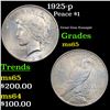 Image 1 : 1925-p Peace Dollar $1 Grades GEM Unc