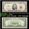 Image 1 : **Star Note** 1963 $5 Red seal United States Note Grades vf+