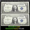 Image 1 : 2x Consecutive Serial Numbers 1957A $1 Blue Seal Silver Certificate Grades Gem CU