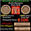Image 1 : Mixed small cents 1c orig shotgun roll, 1920-s Wheat Cent, 1899 Indian Cent other end, McDonalds Wra