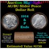 Image 1 : ***Auction Highlight***  AU/BU Slider Shotgun Peace $1 Roll 1924 & P Ends Virtually UNC (fc)