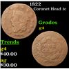 Image 1 : 1822 Coronet Head Large Cent 1c Grades g, good
