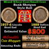 Image 1 : Mixed small cents 1c orig shotgun roll, 1917-d Wheat Cent, 1897 Indian Cent other end, McDonalds Wra