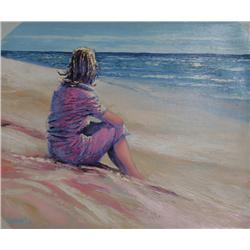 Bassari, Girl on Beach, Painting