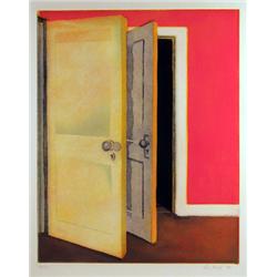 Lois Dodd, Open Door, Aquatint Etching
